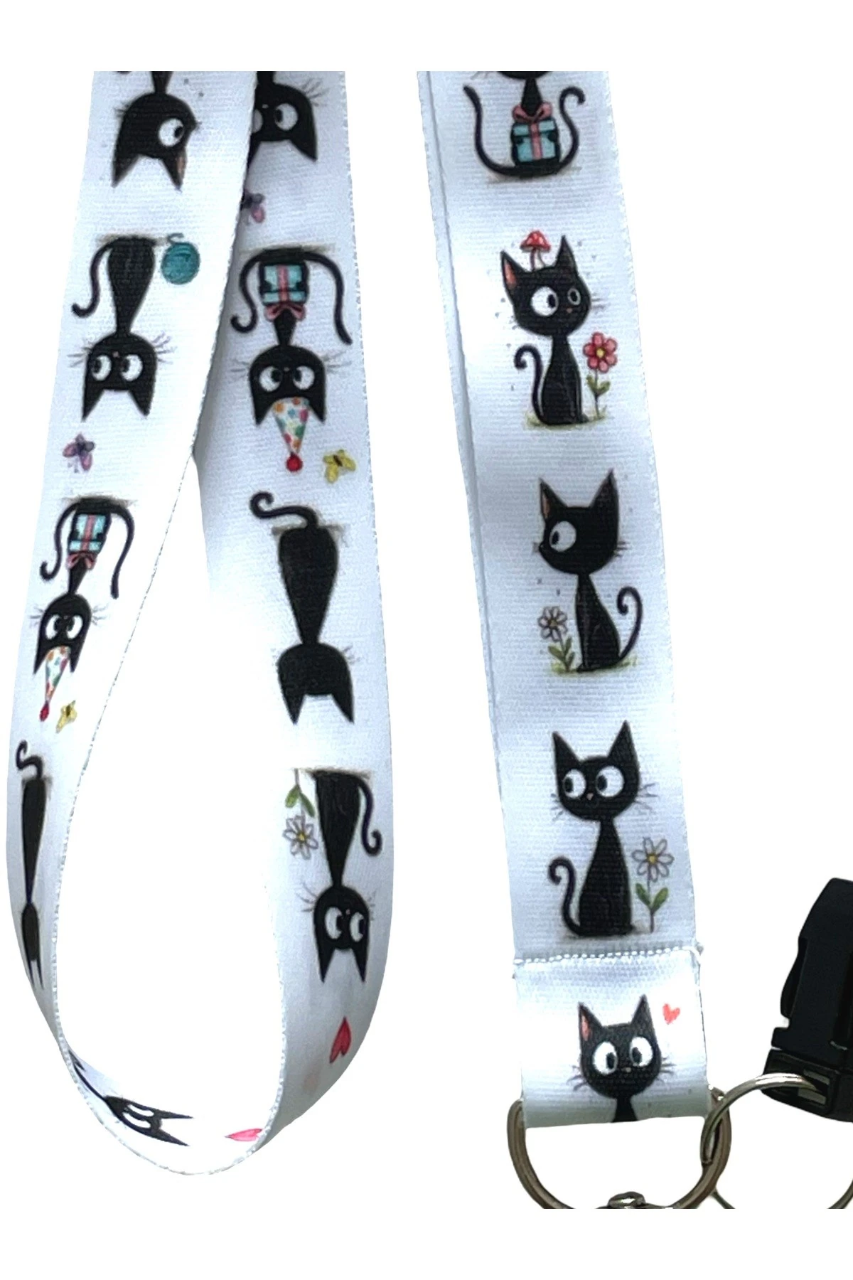 Beyaz Minnoş Kedi Boyun ipi Telefon Askısı