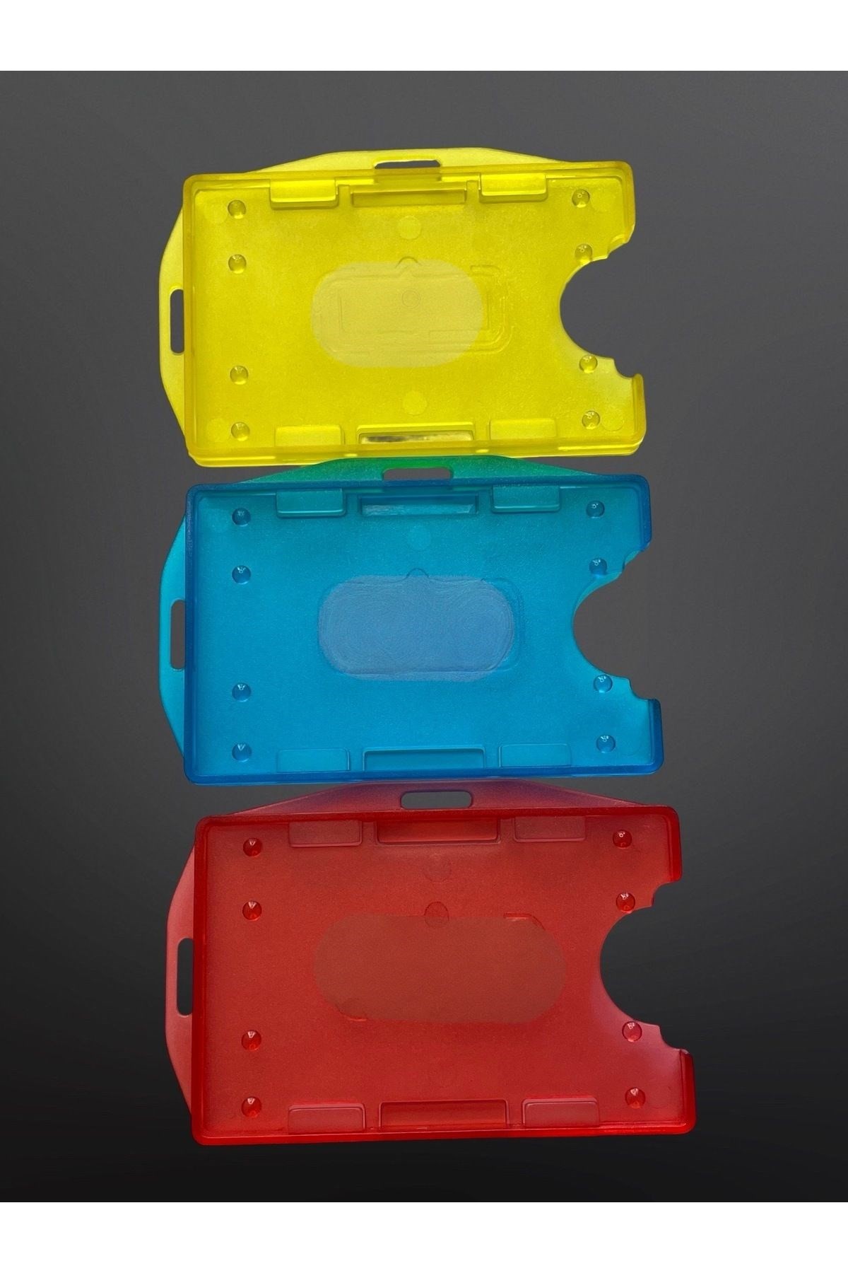 3'lü Renkli Kart Koruyucu ID Badge Holder Seti – Sert Plastik Kimlik Kartlığı