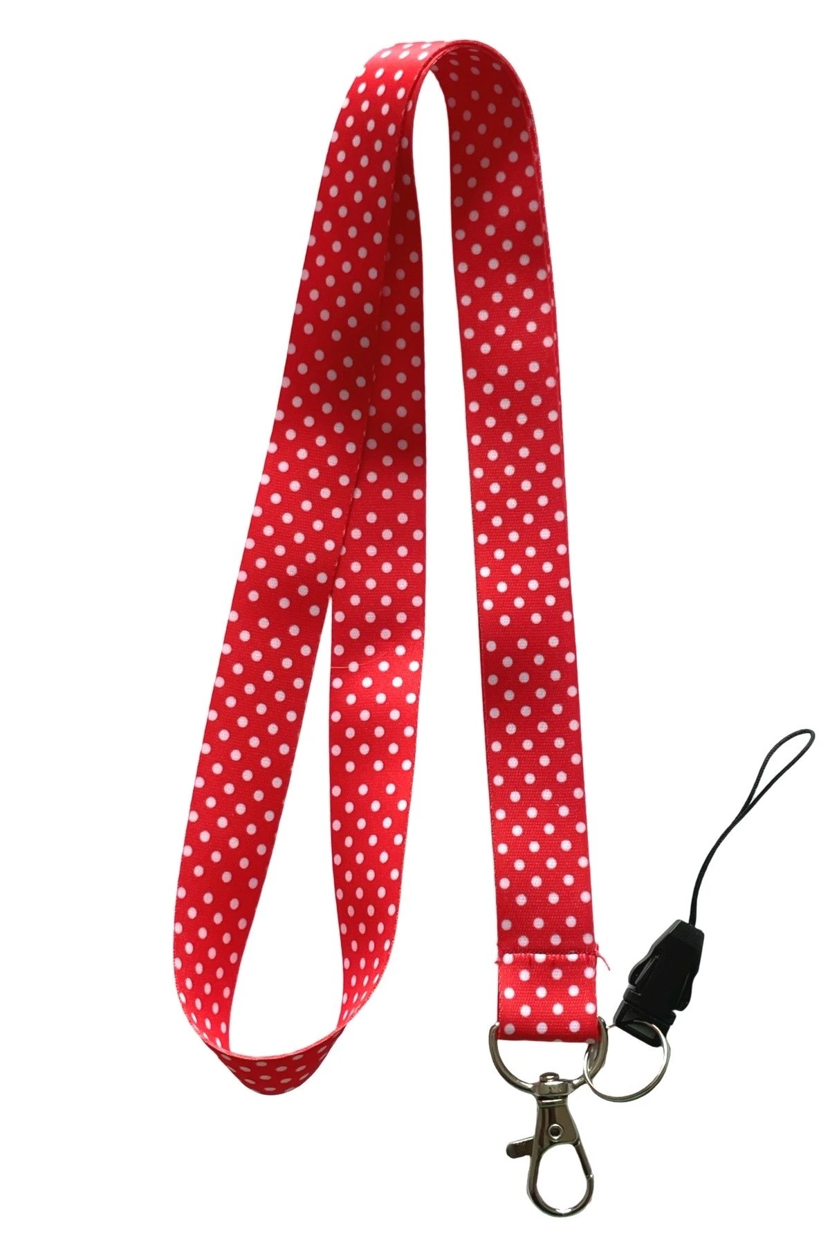 Kırmızı Puantiyeli Boyun Askı ipi Telefon Askısı