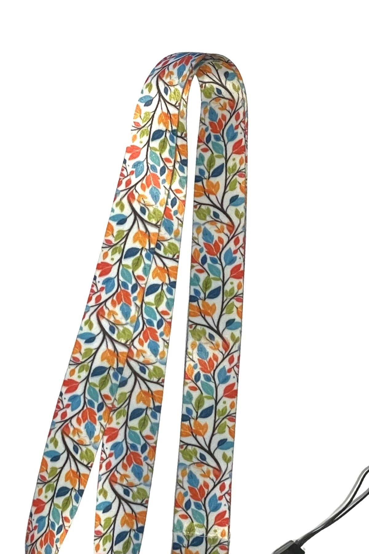 Renkli Yaprak Desenli Boyun İpi | Anahtarlık & Telefon Askılı Lanyard | Kartlık - ID Kart Askısı