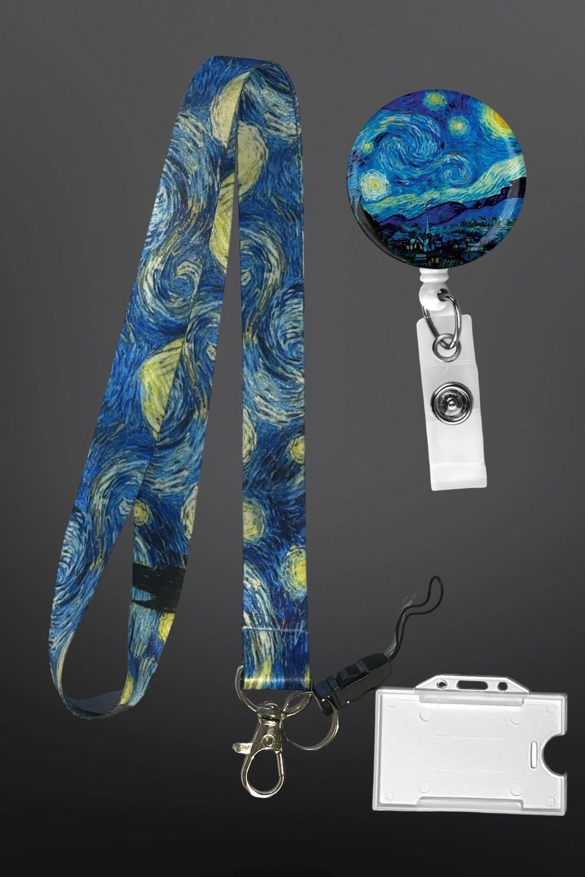 3 lü Yıldızlı Geceler Set Boyun ipi Yoyo Yaka Kartı