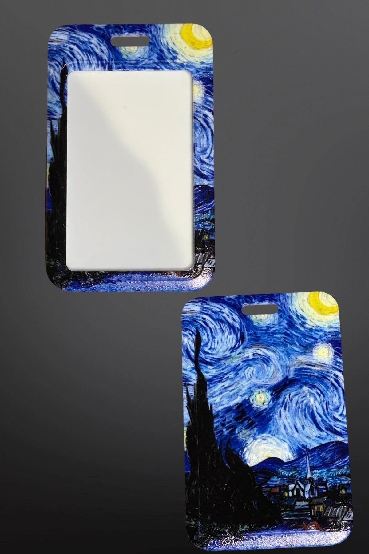 Yıldızlı Gece Desenli Boyun İpi Seti Baskılı Kartlık Anahtarlık – Yaka Kartı Askılığı