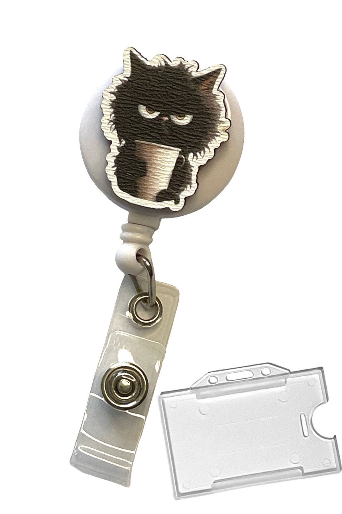 Hırçın Kedi Desenli Badge Reel Yoyo – Makaralı Yaka Kartı ve Kimlik Kartı Askısı