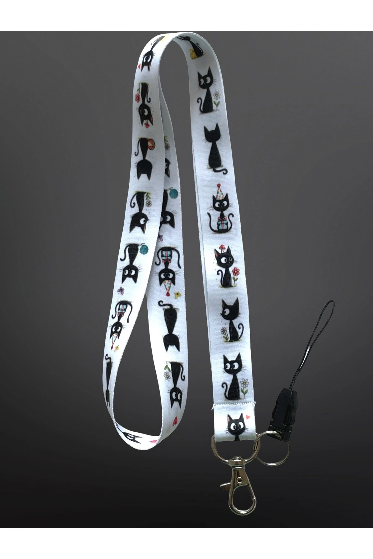 Beyaz Minnoş Kedi Boyun ipi Telefon Askısı