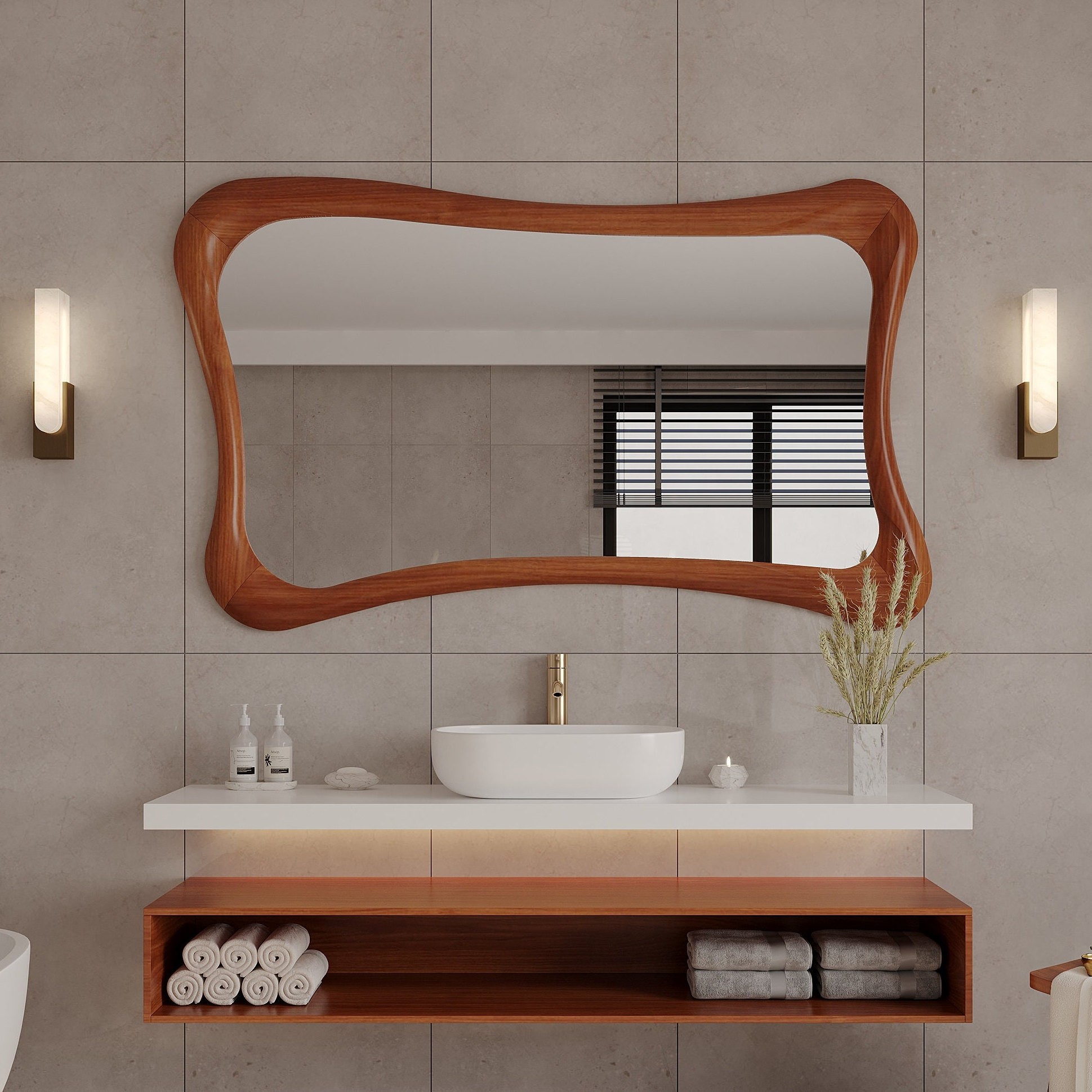 Asymmetric Mirror, Irregular Mirror, Wall Mirrors For Living Room, Wooden Mirror, Wall Mirror, Mirror, Beech Mirror, Spiegel