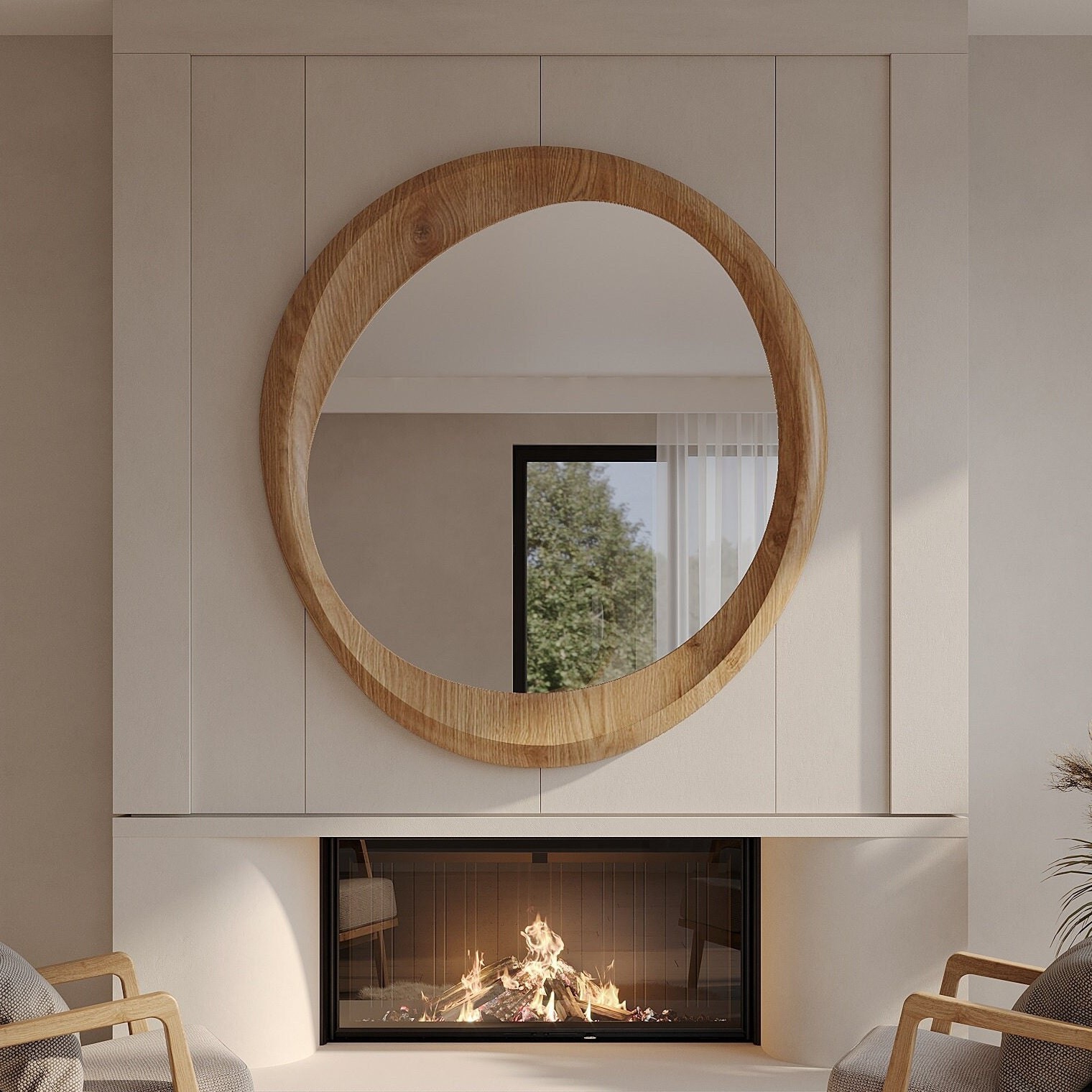 Asymmetrical Mirror, Mirror For Wall Decor, Irregular Mirror, Decorative Wall Mirror, Wall Mirror For Living Room, Oak Mirror, Wood Mirror