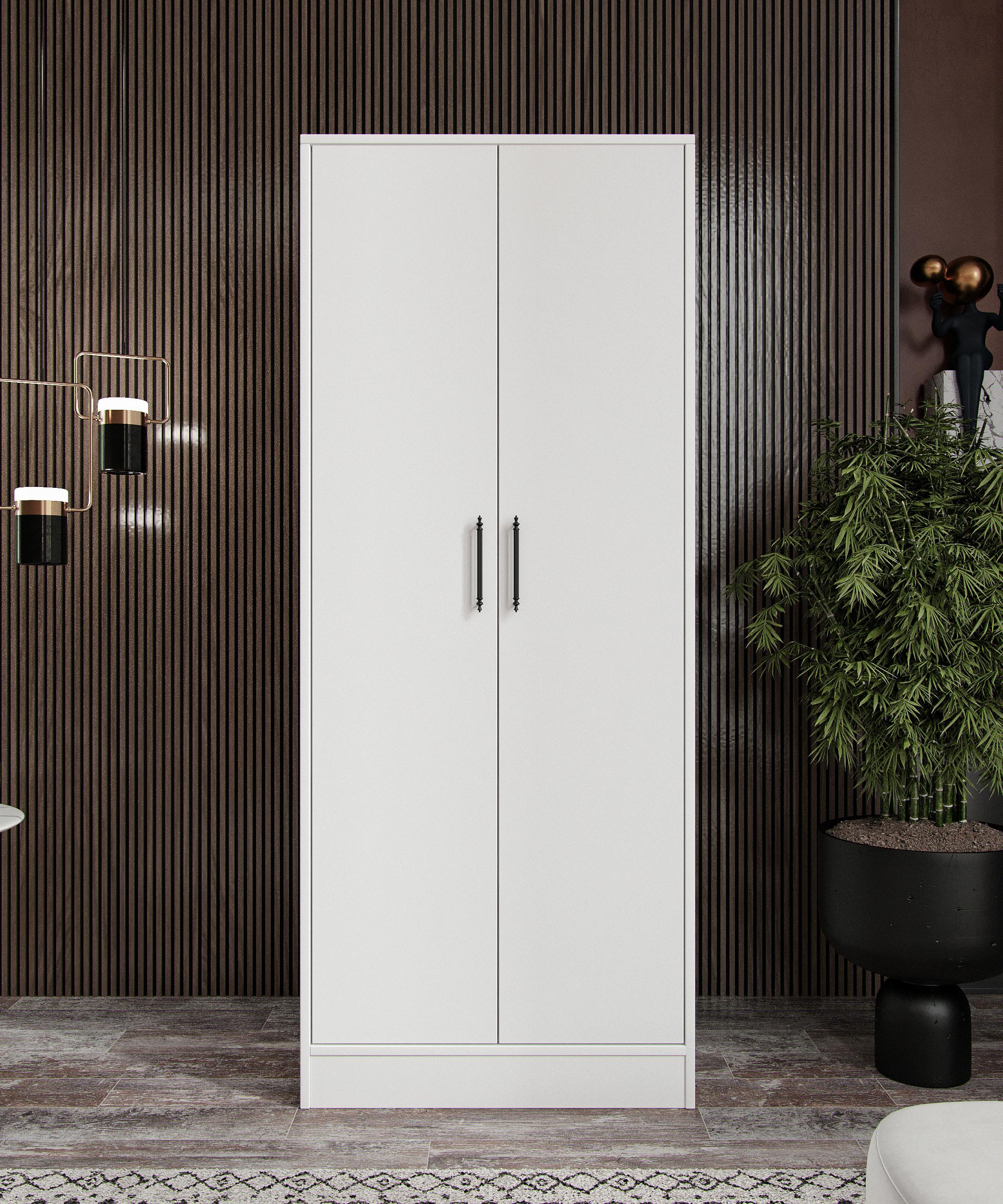 %100 MDF 2 Kapaklı Elbise Dolabı  SOFT BEYAZ– 70 x 182 x 51 cm