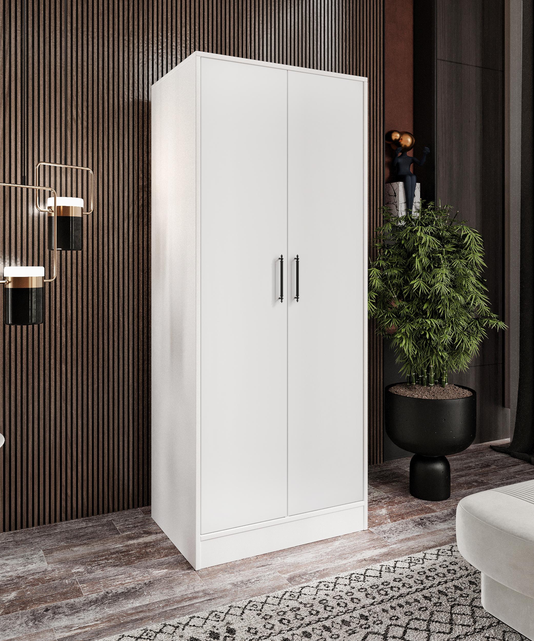 %100 MDF 2 Kapaklı Elbise Dolabı  SOFT BEYAZ– 70 x 182 x 51 cm