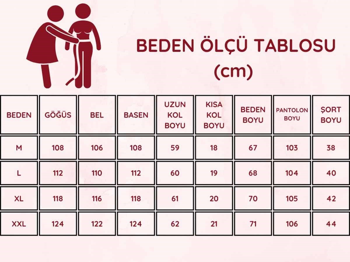 Kadın Gri Kalp Desenli Düğmeli Likralı Viskon Uzun Kol Cepli Pijama Takımı