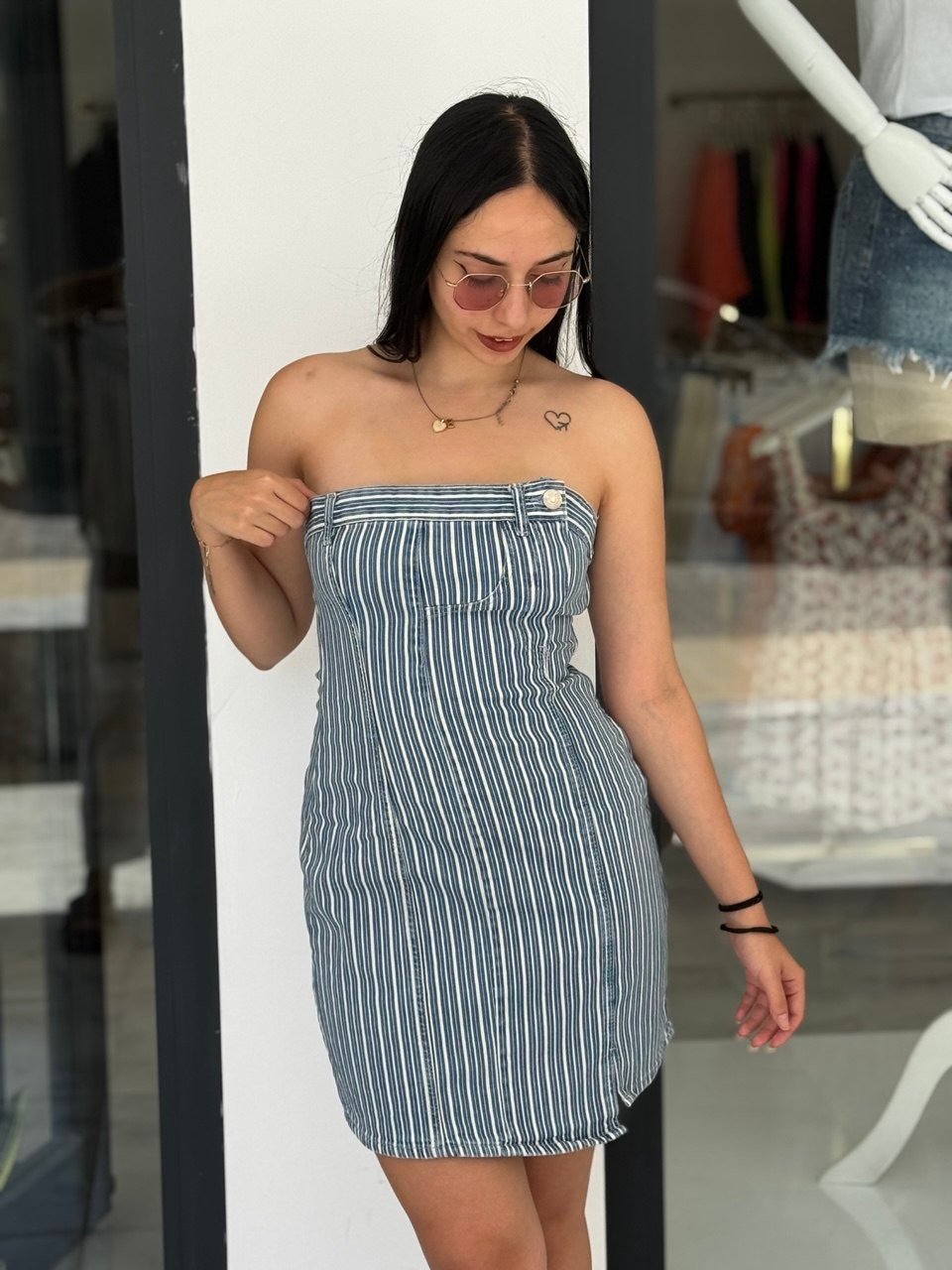 STRAPLEZ KOT MİNİ ELBİSE