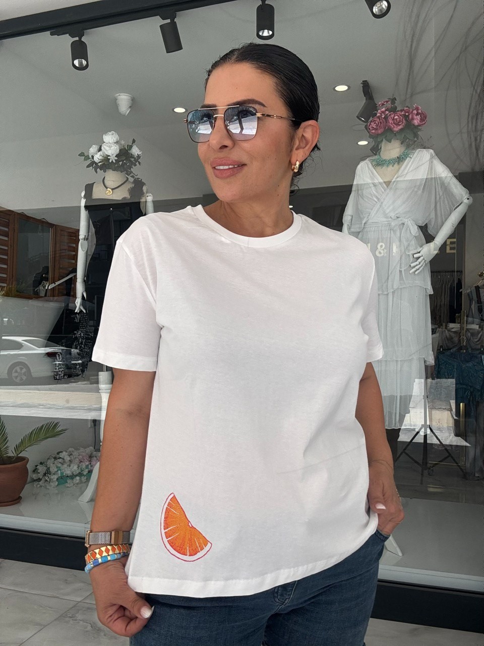 ORANGE SIRT BASKILI T-SHIRT