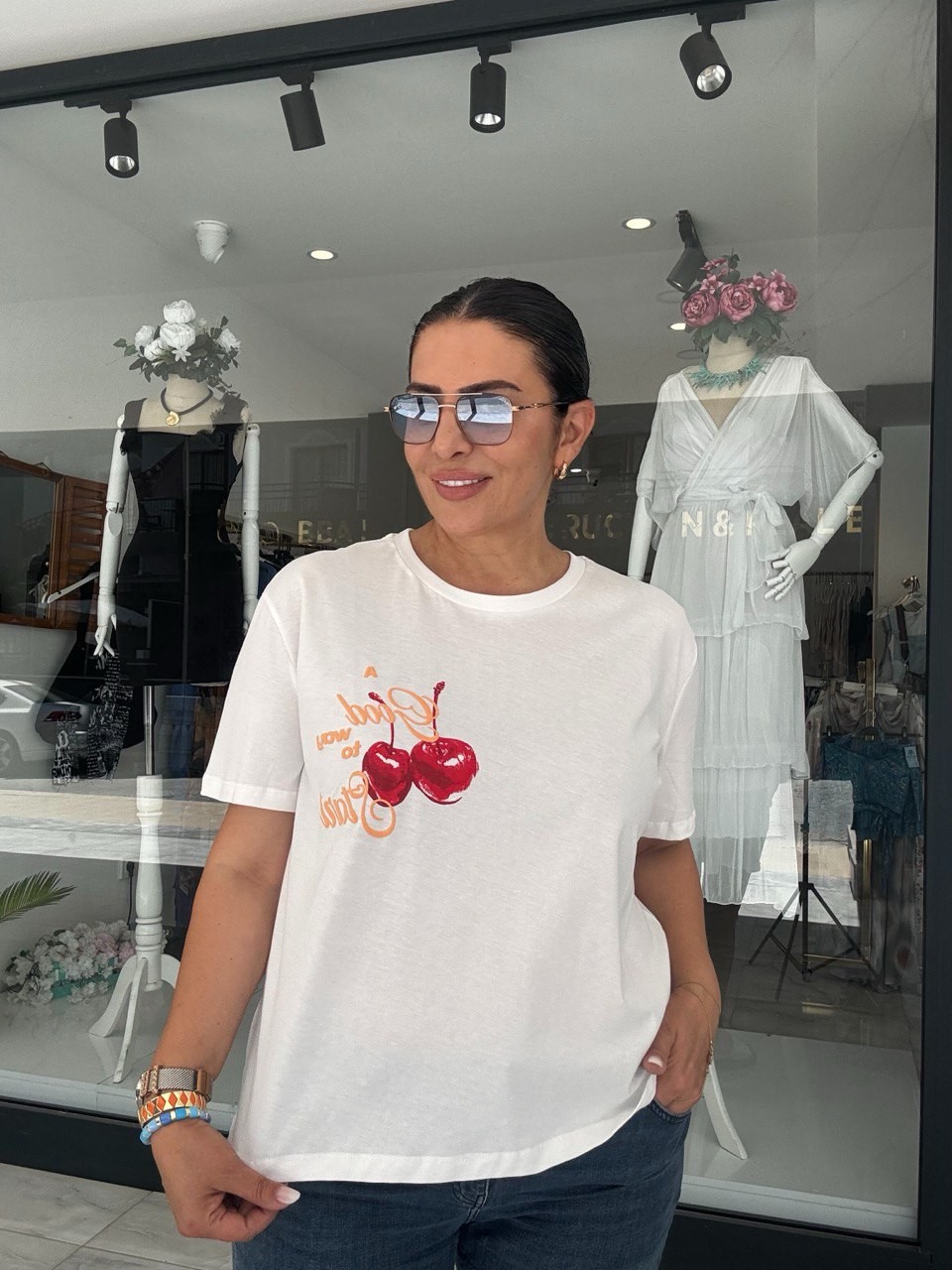 KİRAZ BASKILI BASİC T-SHIRT