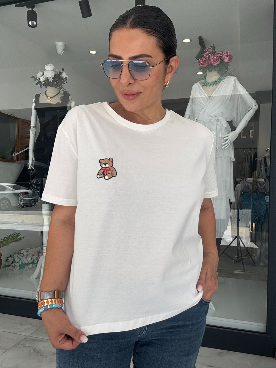 TEDDY BEYAZ BASİC T-SHIRT