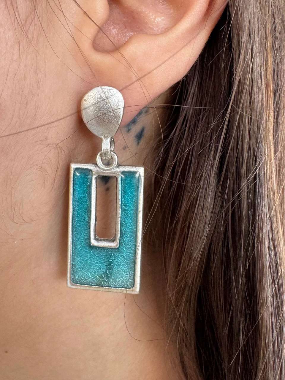 TURKUAZ DİKDÖRTGEN KÜPE