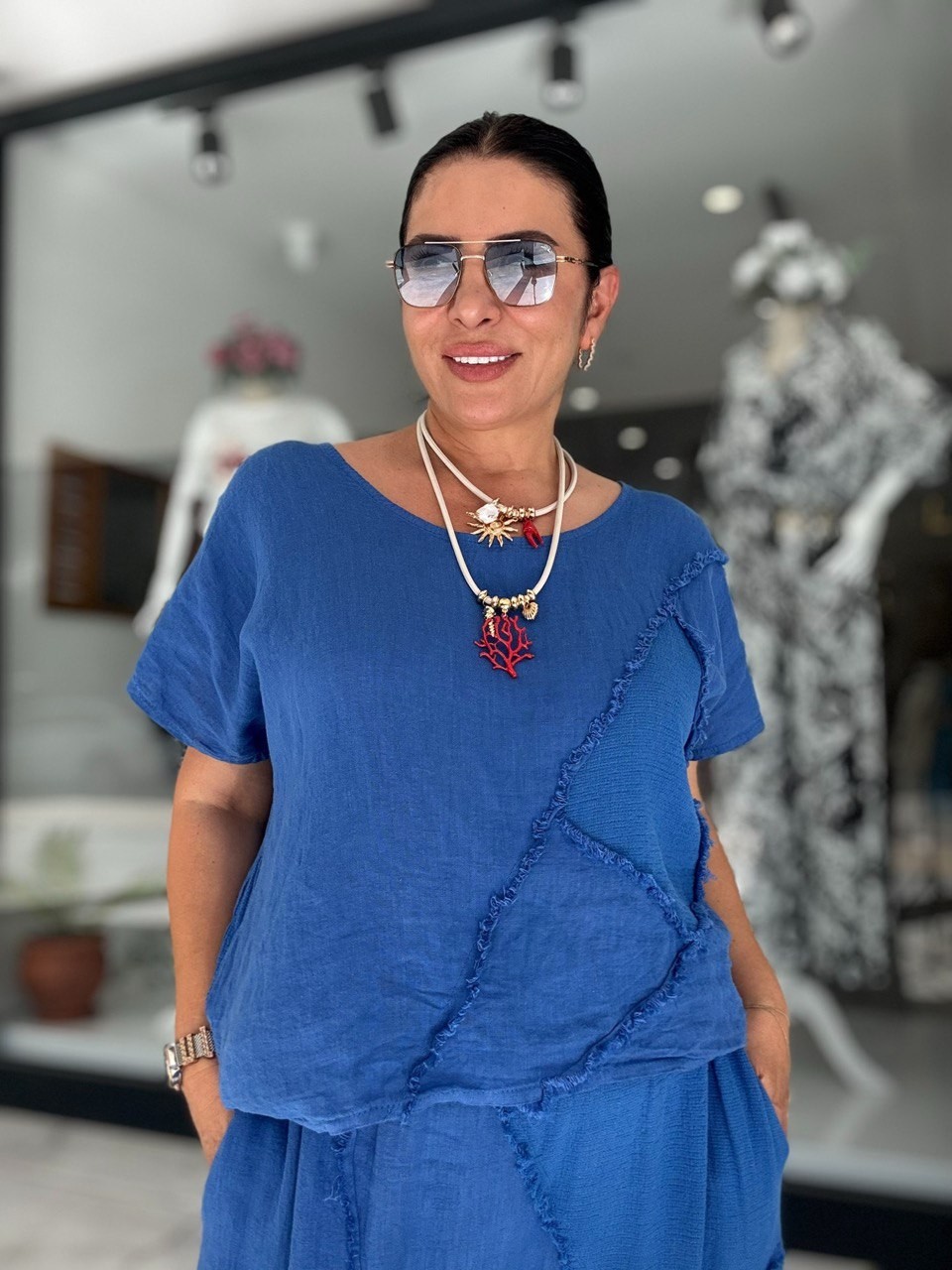 İTALYAN KETEN LACİVERT TAKIM