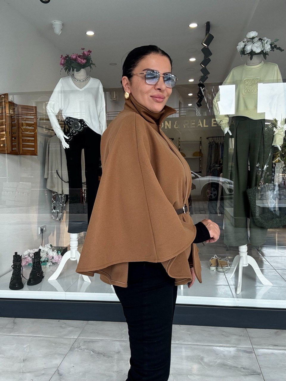 TABA RENGİ KAŞE PANÇO