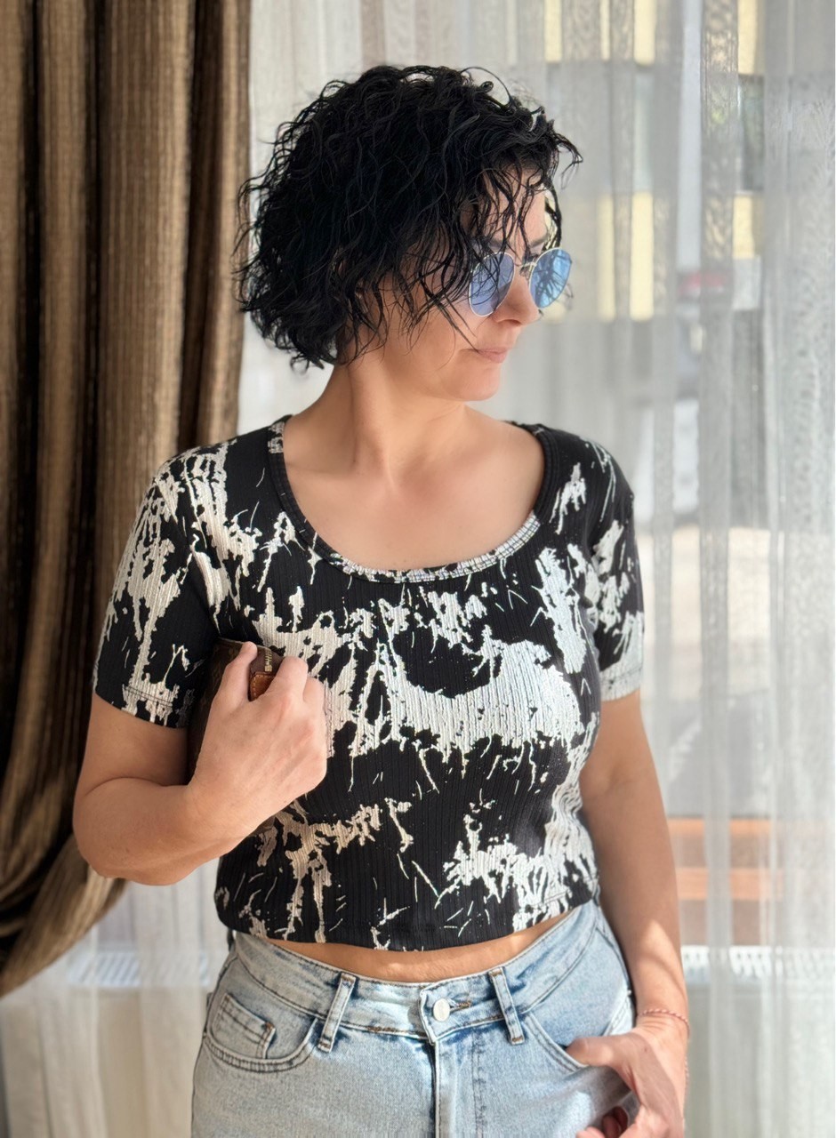 SİLVER BLACK CROP