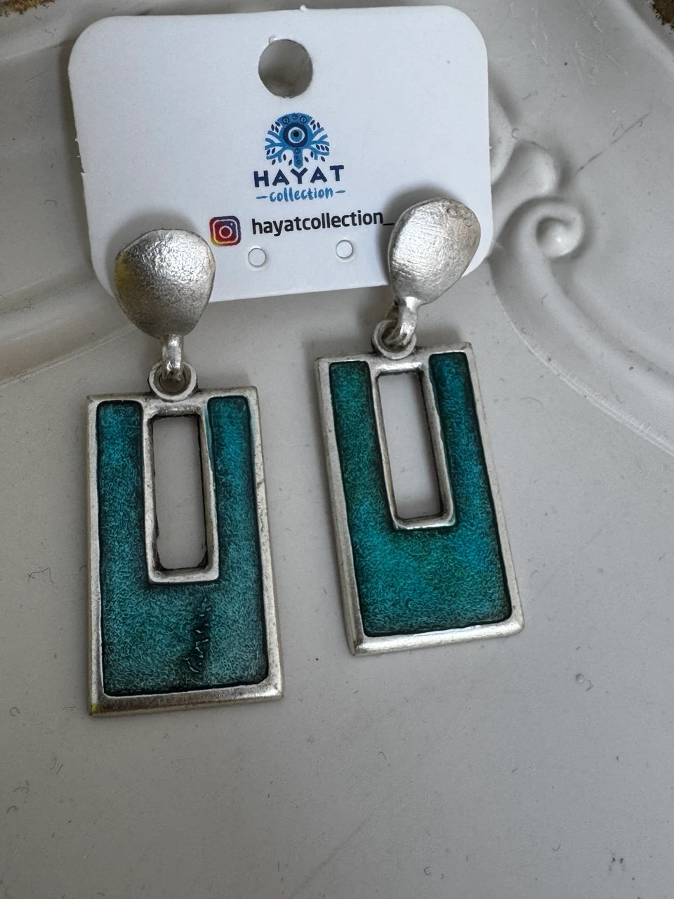 TURKUAZ DİKDÖRTGEN KÜPE