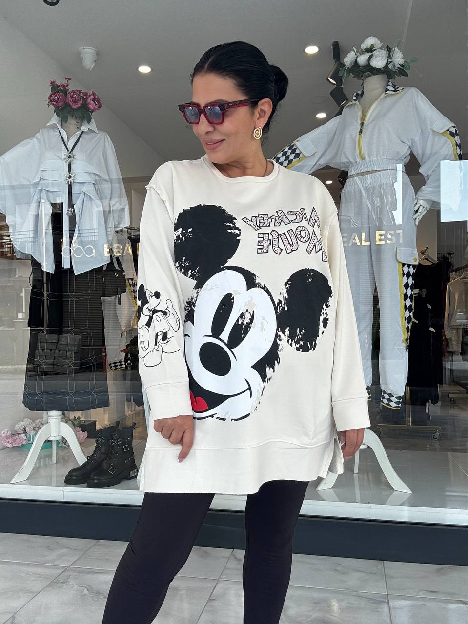 KREM MİCKEY MOUSE SWEATSHİRT