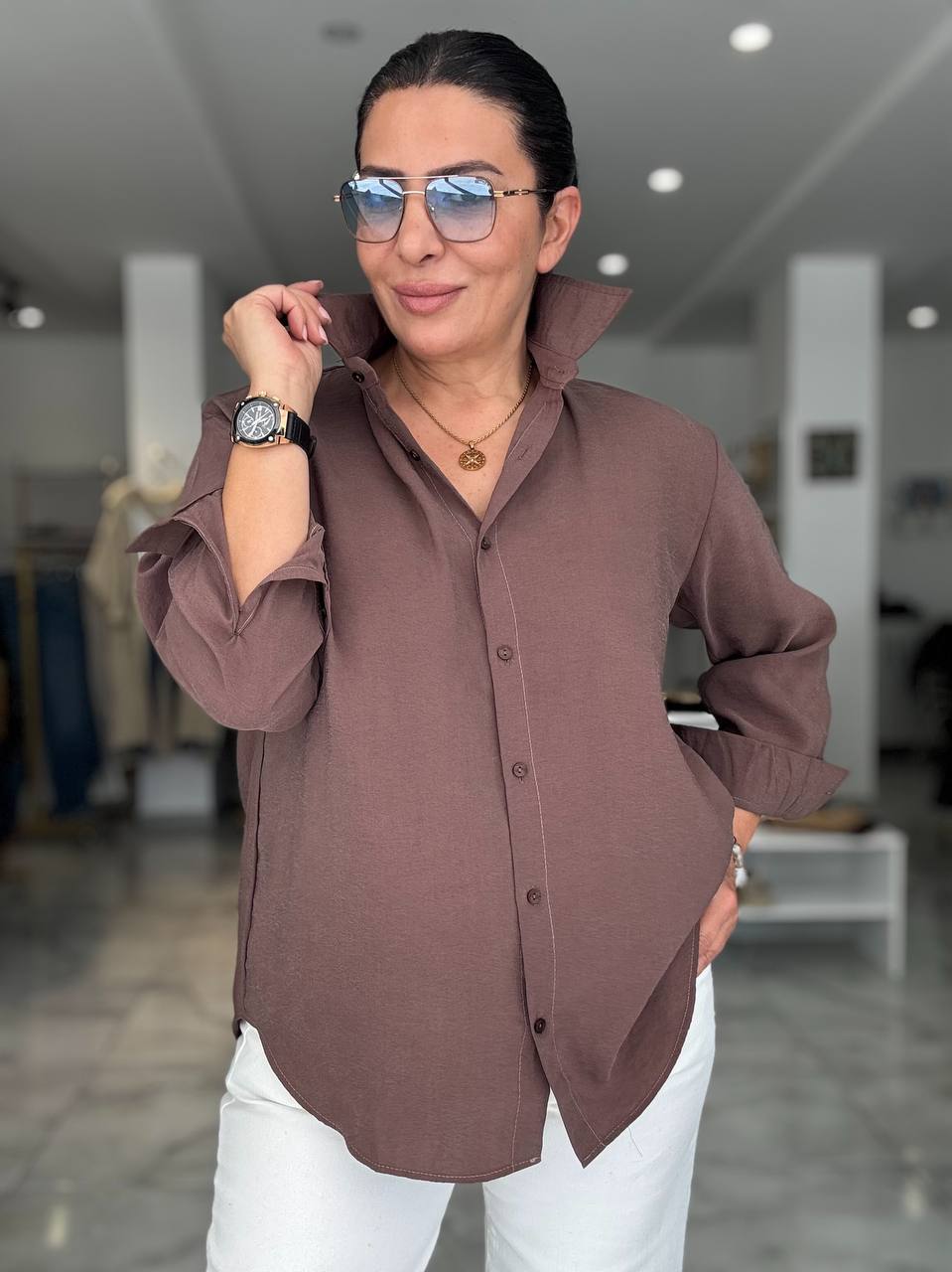 SOFT MODAL KAHVE GÖMLEK