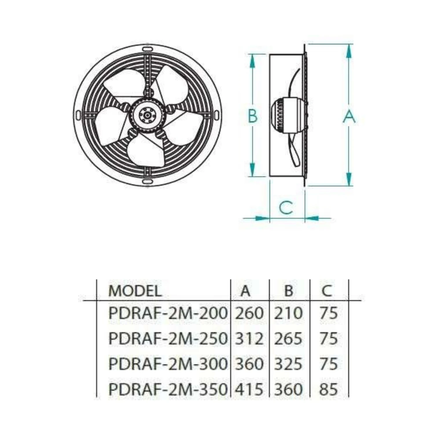 Fanexfan Dıştan Rotorlu Aksiyal Aspiratör PDRAF-2M-250