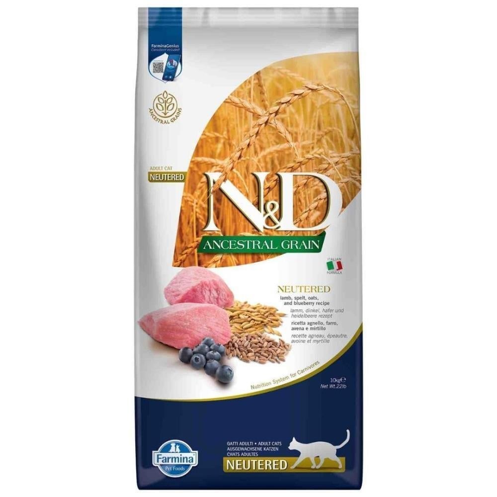 N&D A.Grain Kuzu ve Yaban Mersinli Kısır Kedi Maması 10 Kg