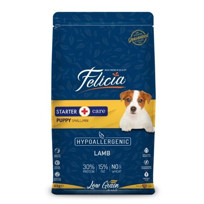 Felicia Hipoalerjenik Düşük Tahıllı, Kuzu Etli & Pirinçli Küçük Irk Yavru Köpek Maması (6 kg)