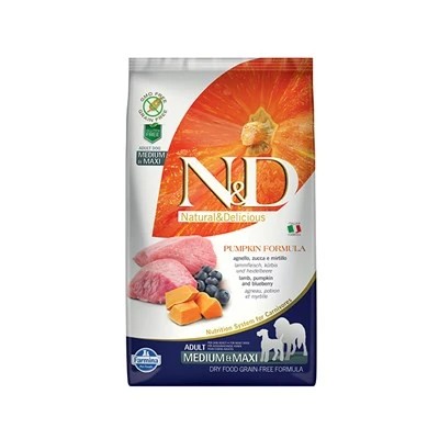 N&D Bal Kabaklı, Kuzu Etli & Yaban Mersinli Orta ve Büyük Irk Yetişkin Köpek Maması (2,5 kg)
