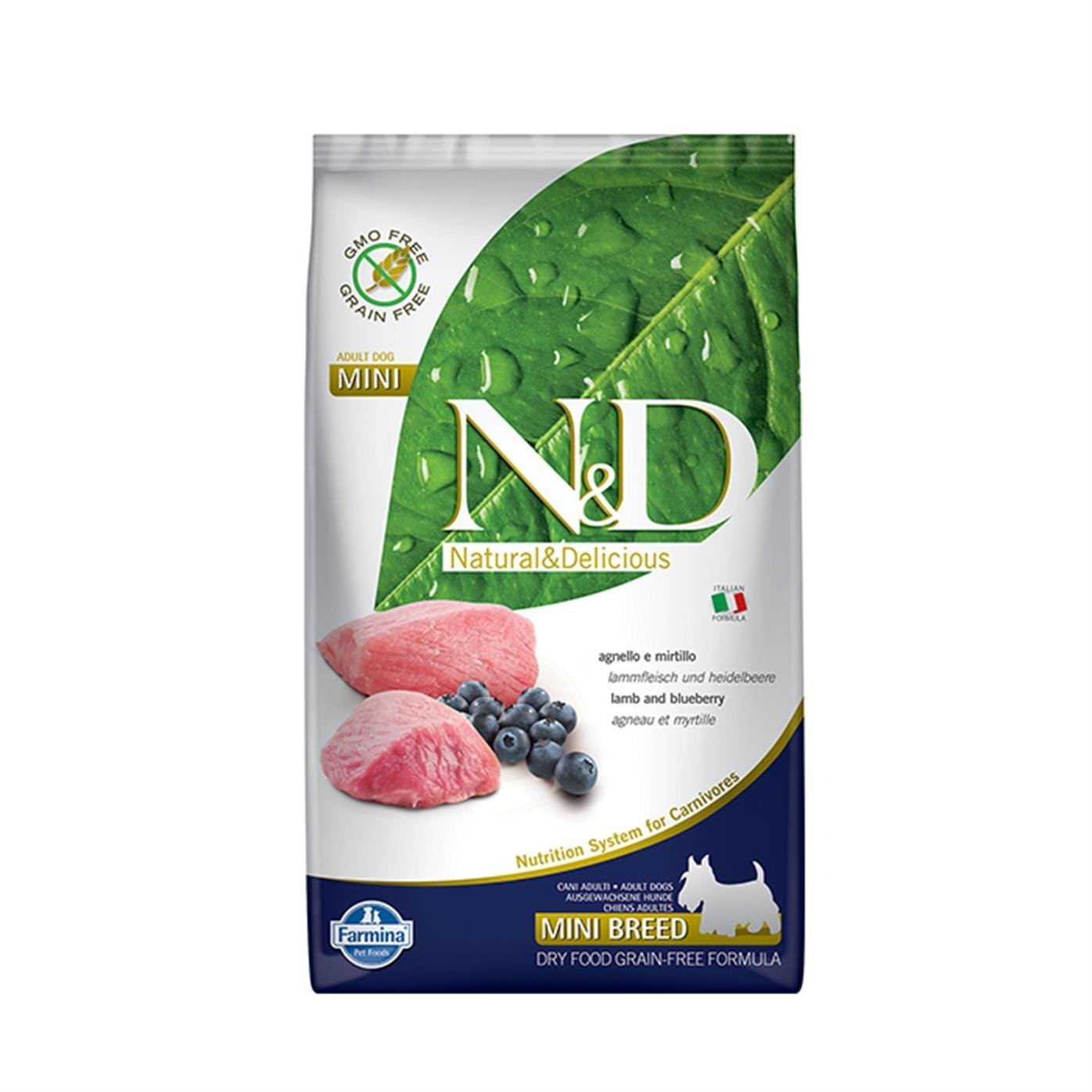 N&D Tahılsız, Kuzu Etli & Yaban Mersinli Küçük Irk Yetişkin Köpek Maması (2,5 kg)