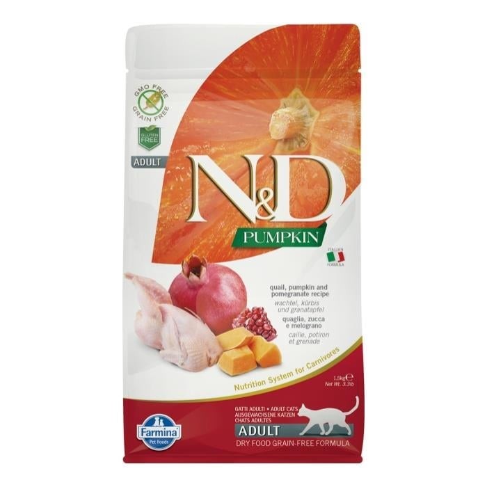 N&D Tahılsız Bal Kabaklı, Bıldırcınlı & Narlı Kısırlaştırılmış Kedi Maması (1,5 kg)