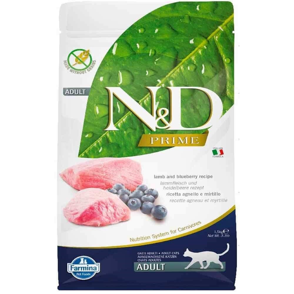 N&D Tahılsız, Kuzu Etli & Yaban Mersinli Yetişkin Kedi Maması (1,5 kg)