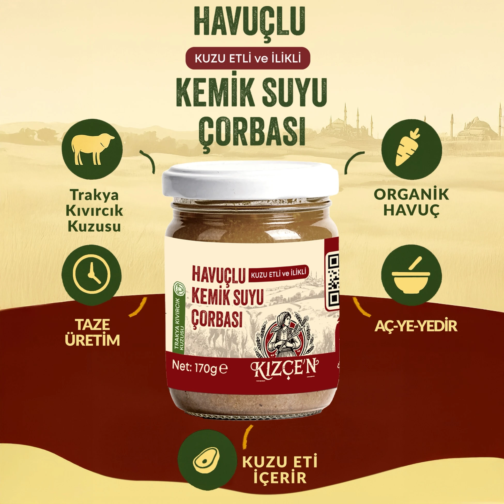 Kızçen Avantajlı 4 Lü Kuzu Etli İlikli Çorba Seti