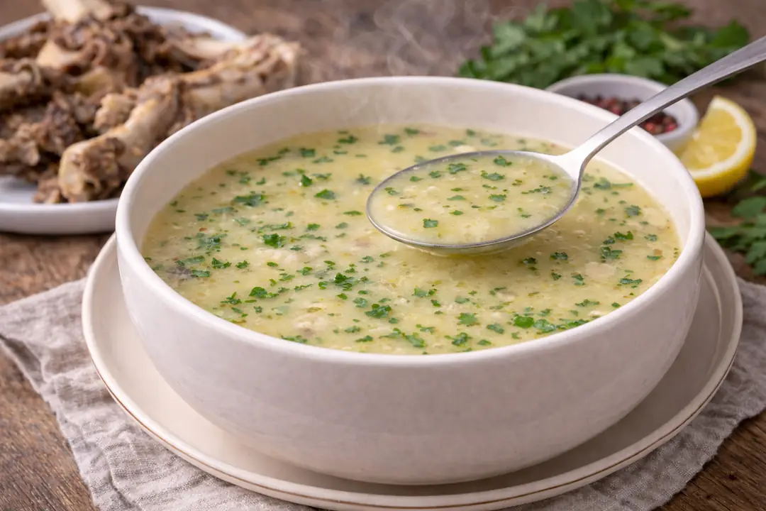 kemik suyuna pratik terbiyeli çorba