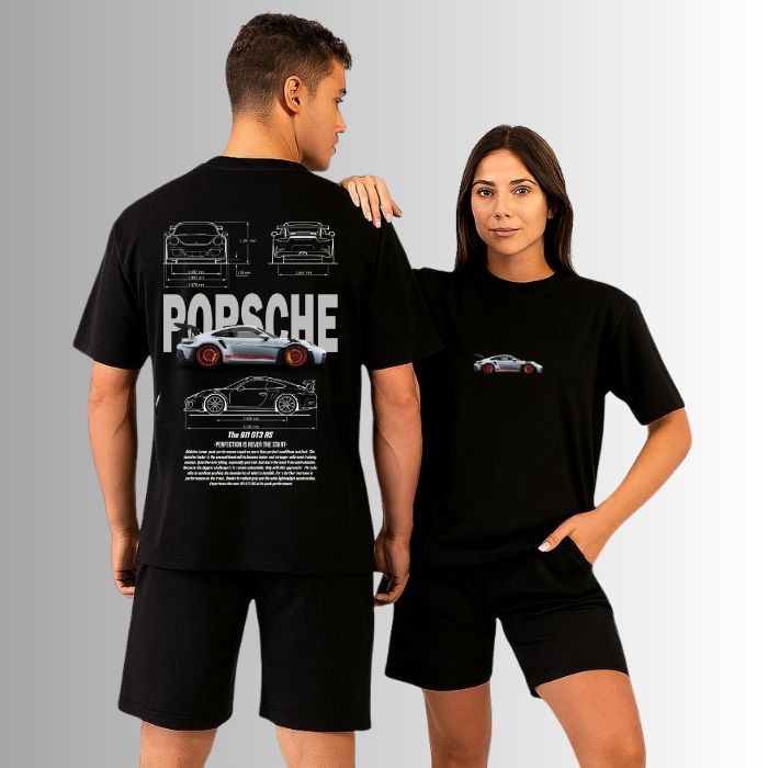 Porsche 911 GT3 RS %100 Pamuk Siyah T-shirt (tişört)