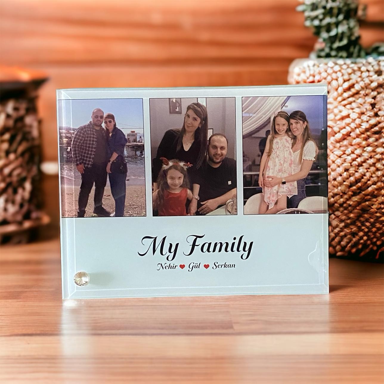 My Family 3 Fotoğraflı Cam Çerçeve