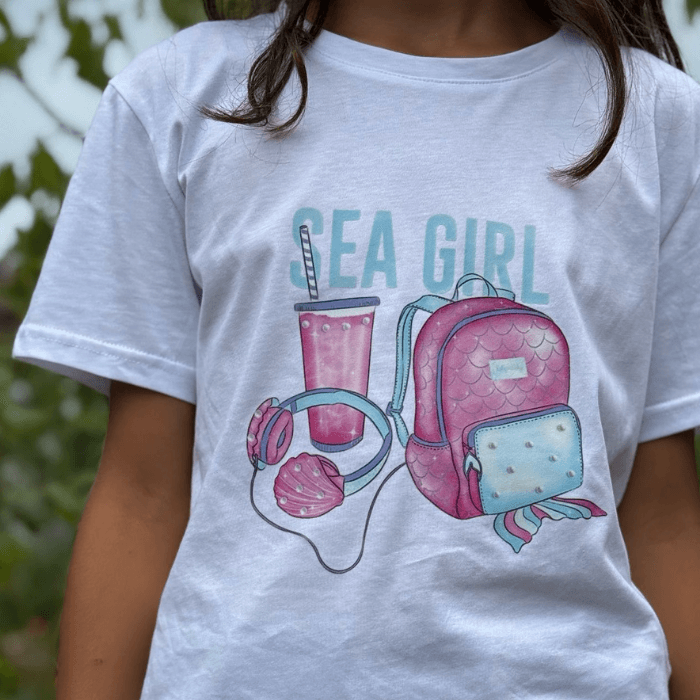 Sea Girl Çocuk Tişört – %100 Pamuk