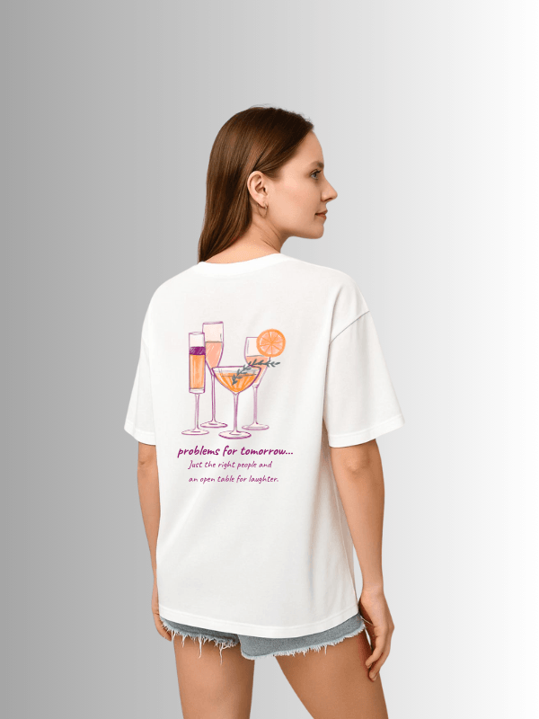 Problems for Tomorrow Baskılı %100 pamuk Kadın Beyaz T-shirt