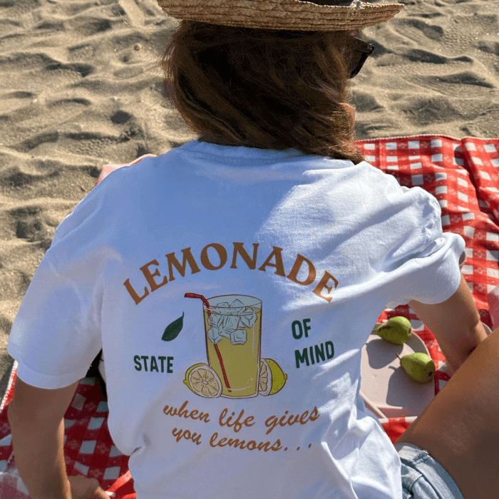 Lemonade State of Mind Baskılı %100 Pamuk Kadın Beyaz T-shirt
