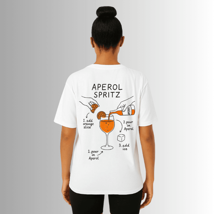 Aperol Spritz Baskılı %100 Pamuk Kadın Beyaz T-shirt (tişört)