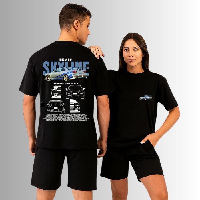 Nissan R34 Skyline %100 Pamuk Siyah T-shirt (tişört)