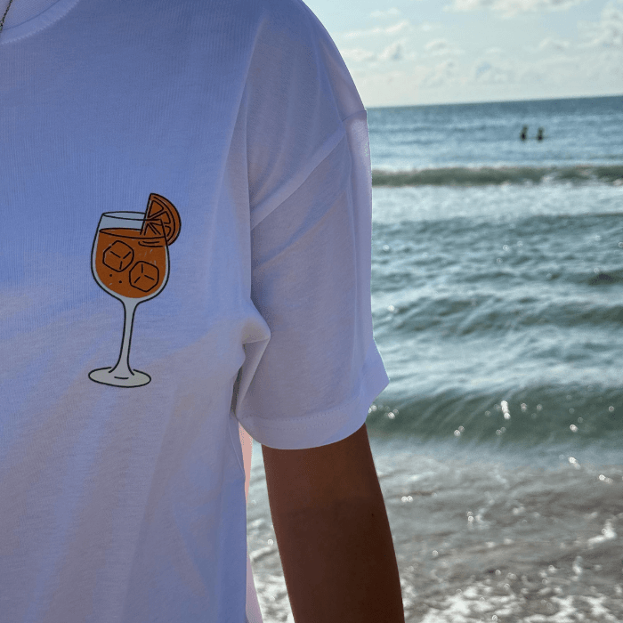 Aperol Spritz Baskılı %100 Pamuk Kadın Beyaz T-shirt (tişört)