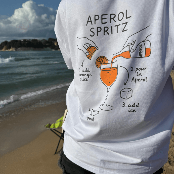 Aperol Spritz Baskılı %100 Pamuk Kadın Beyaz T-shirt (tişört)