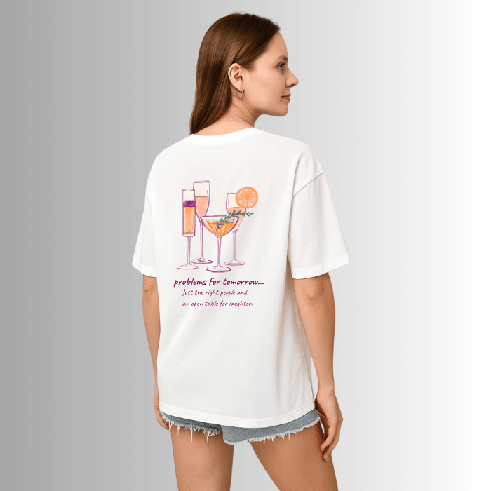 Problems for Tomorrow Baskılı %100 pamuk Kadın Beyaz T-shirt