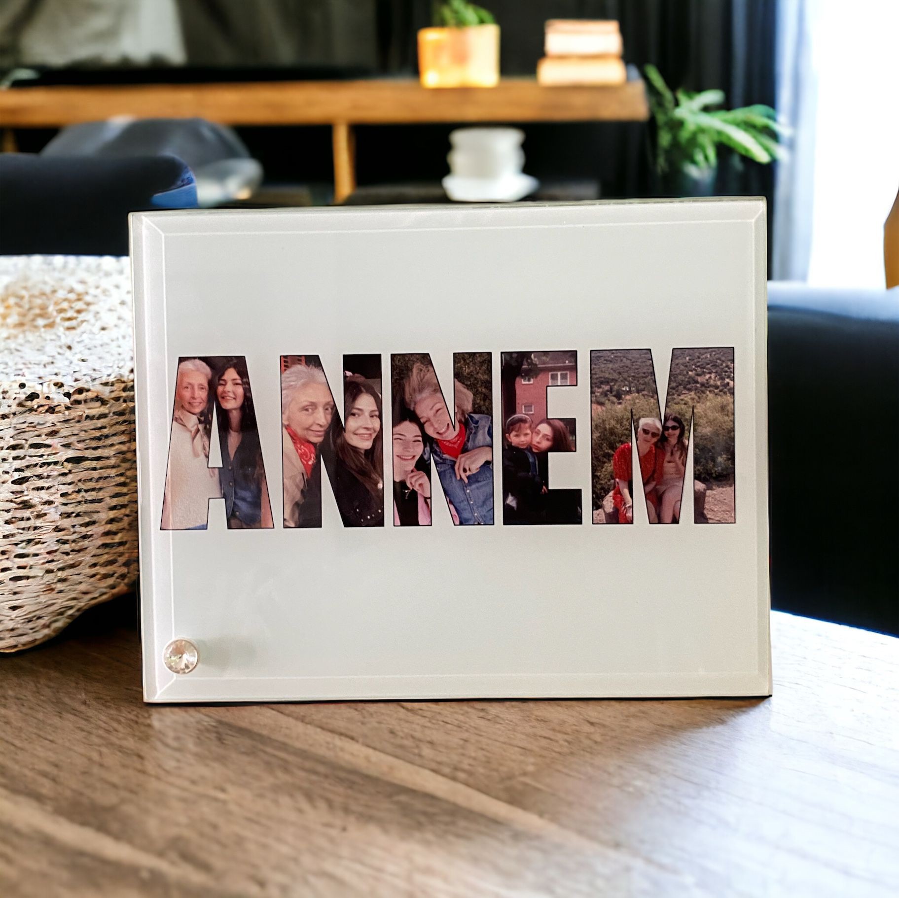Annem Yazılı Fotoğraflı Cam Çerçeve