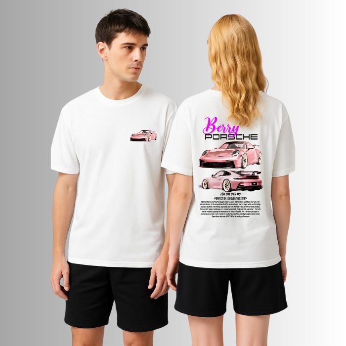 Berry Porsche 911 GT3 RS %100 Pamuk Beyaz T-shirt (tişört)