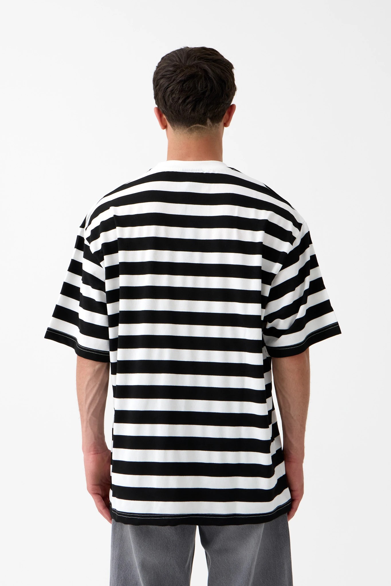Yatay Çizgili Basic Oversize Tişört