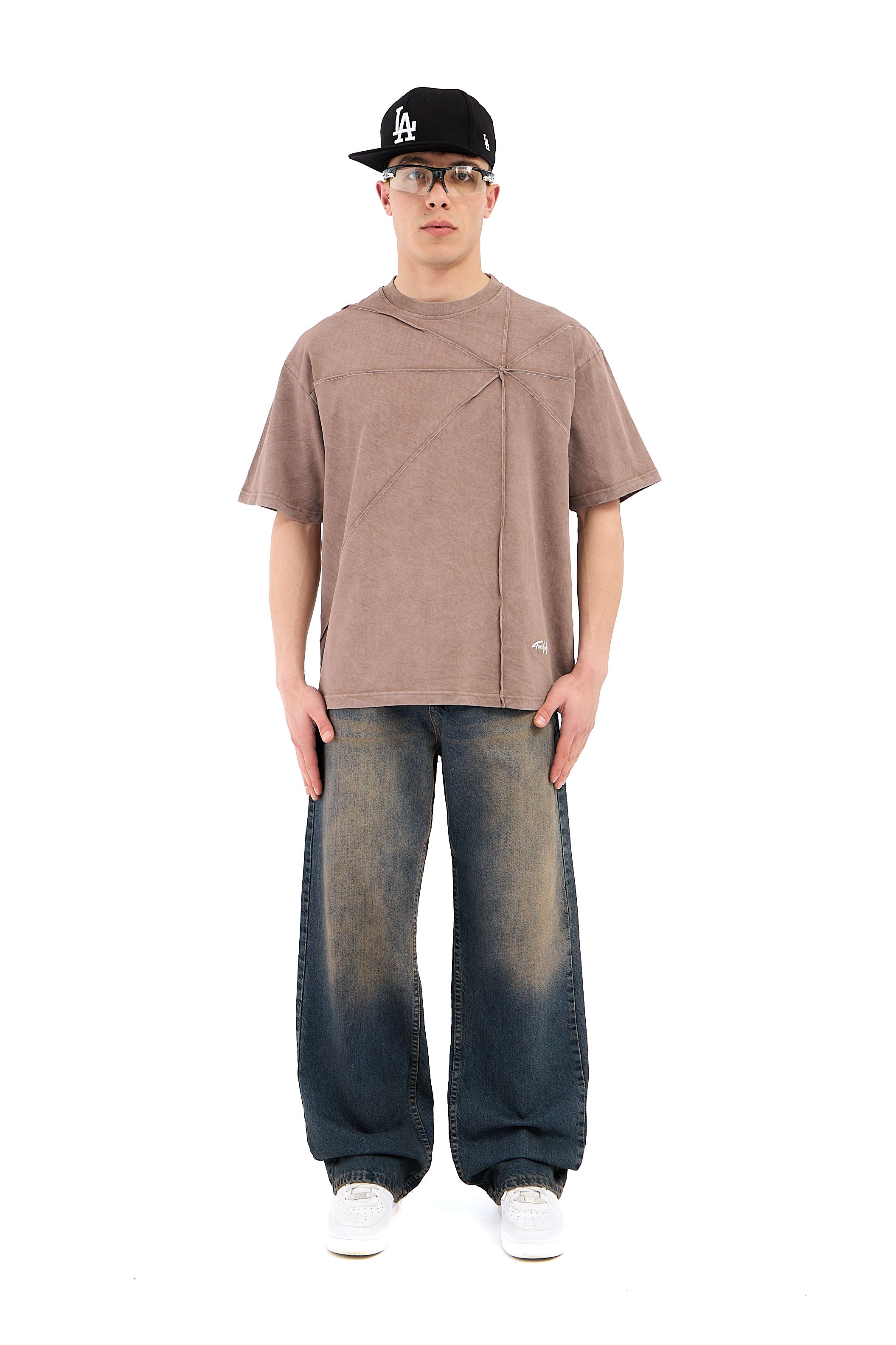SPİDER ACİD WASHED TİŞÖRT - AÇIK KAHVE