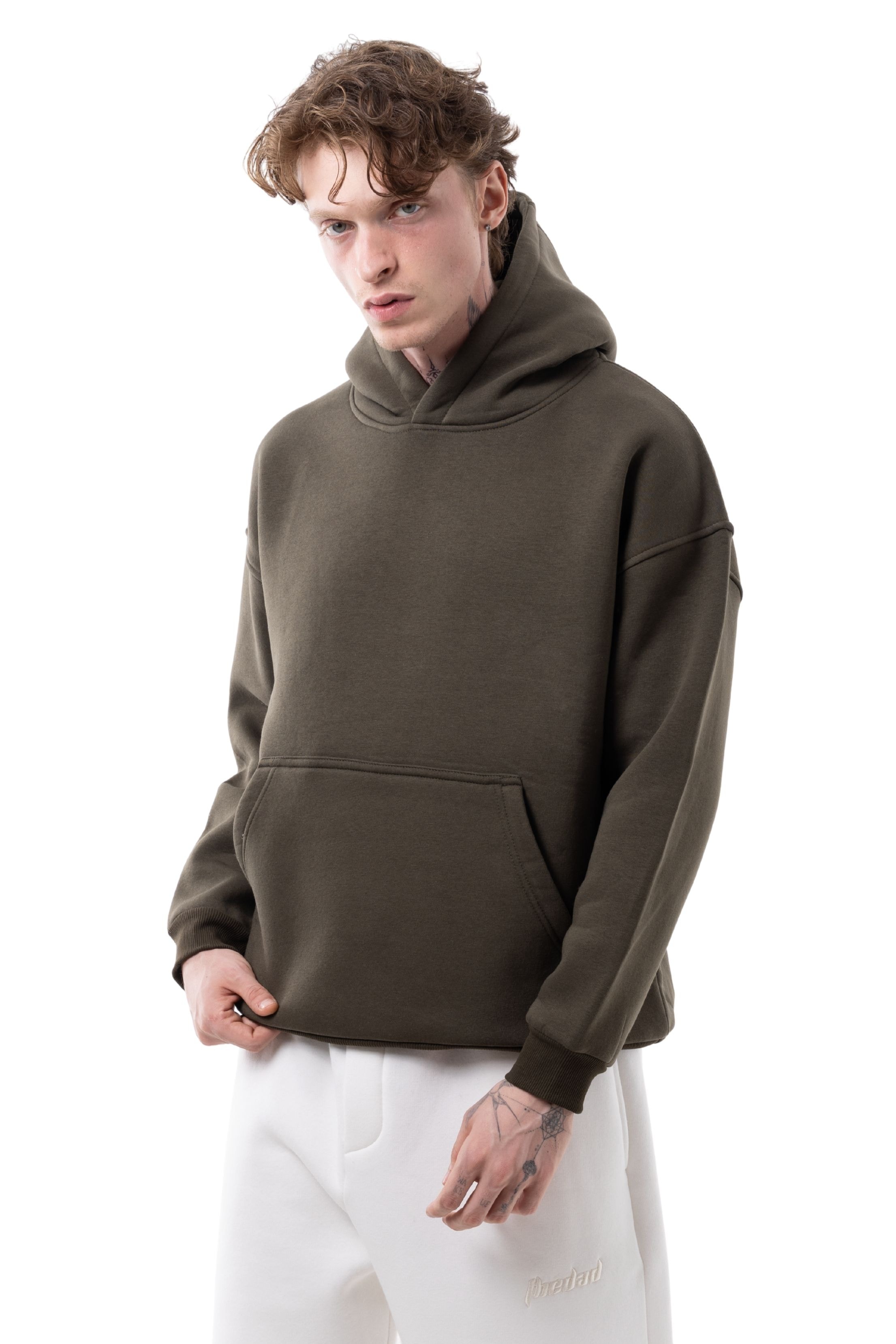 BASİC NAKIŞLI HOODİE - HAKİ