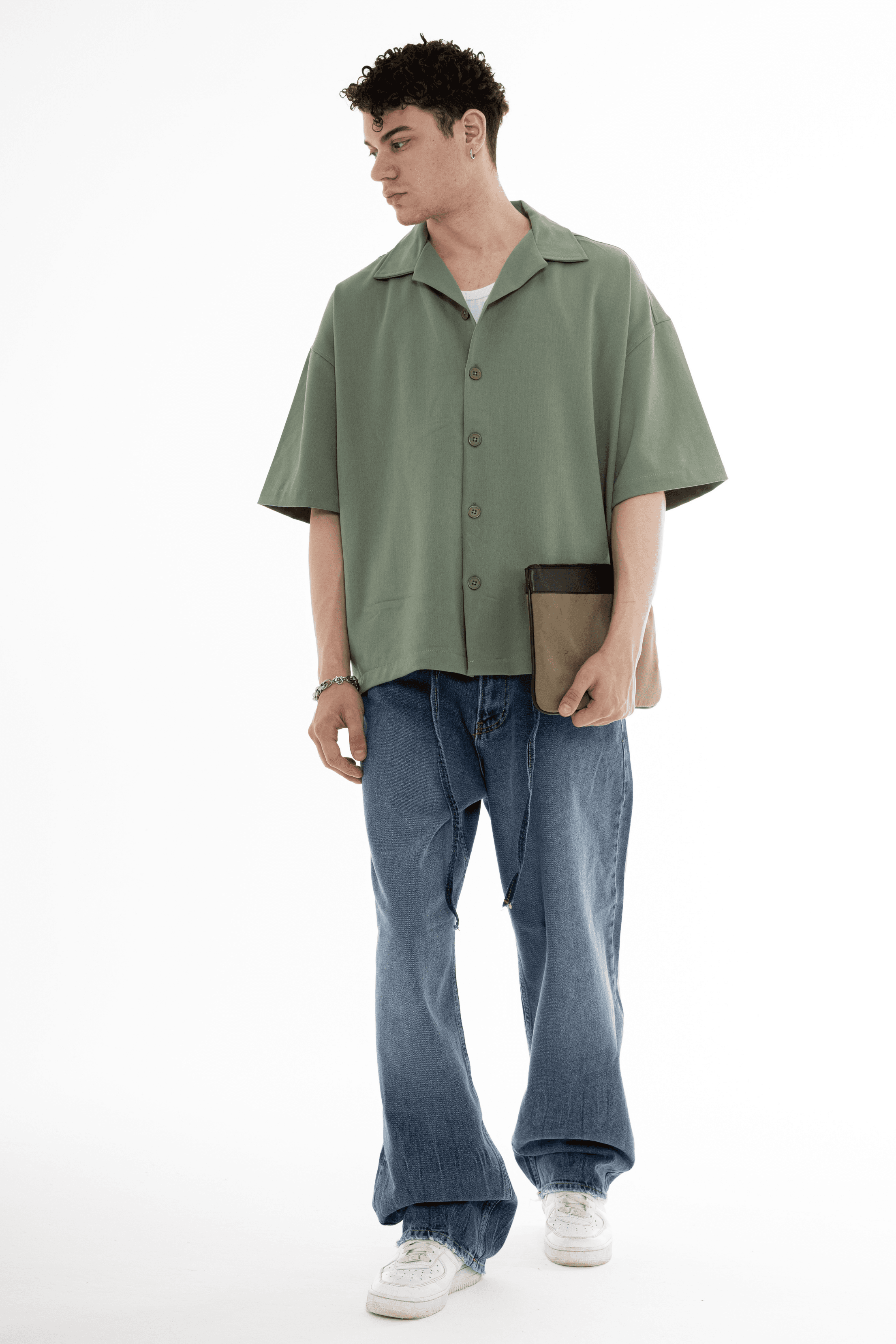 Old Money Oversize Fit Gabardin Kumaş Gömlek