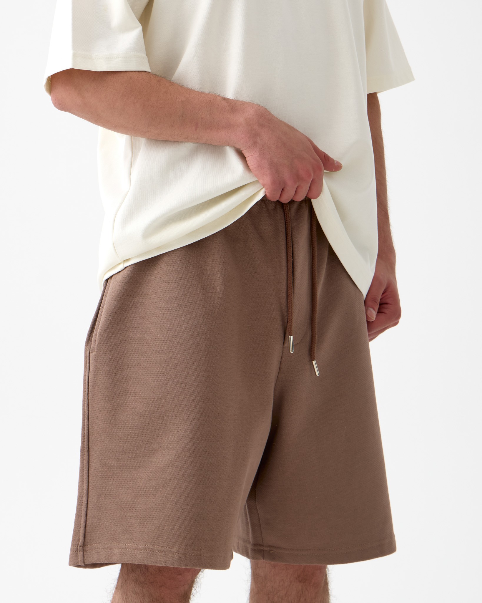 Diegonel Oversize Basic Şort - KAHVERENGİ